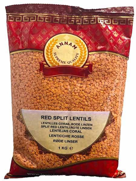 Annam රතු පරිප්පු Red Split Lentils 1Kg