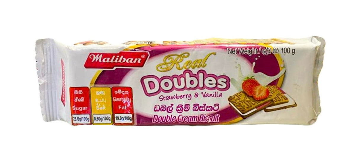 ඩබල් ක්රීම් බිස්කට් Maliban Real Double Strawberry & Vanilla 100g