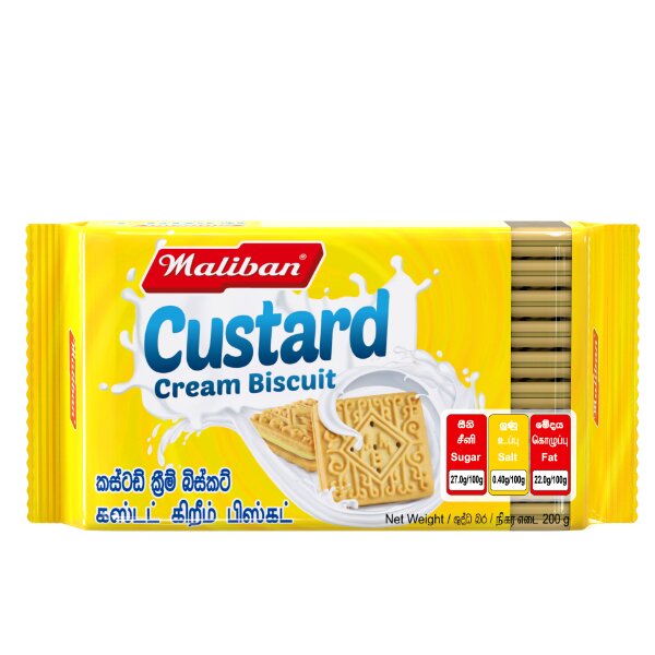 වැනිලා කස්ටර්ඩ් ක්‍රීම් බිස්කට්           Maliban Custard Cream Biscuit