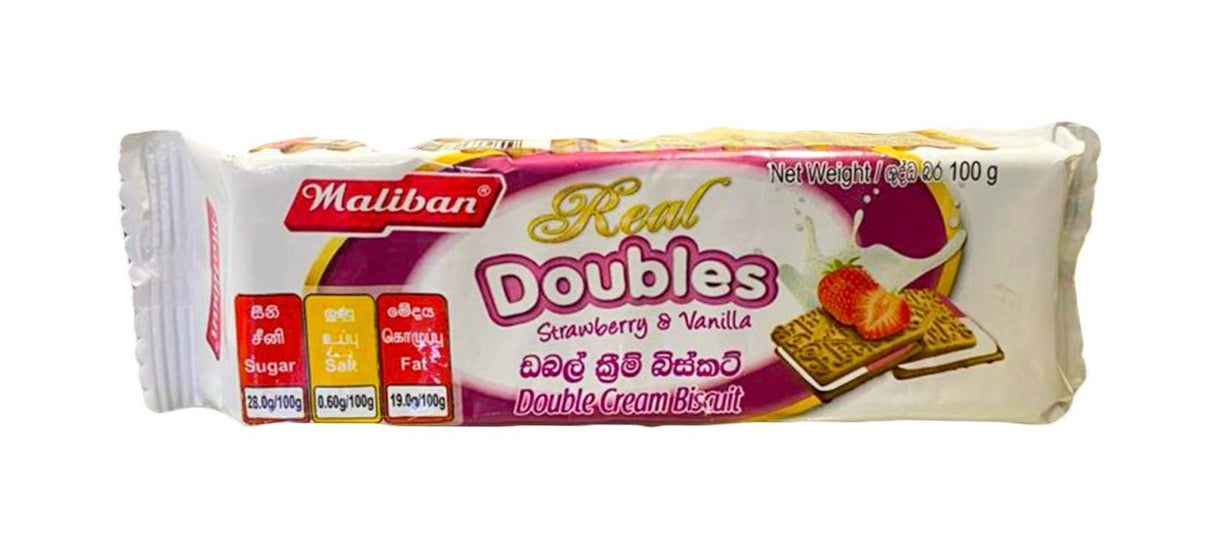 ඩබල් ක්‍රීම් බිස්කට්                  Maliban Real Double Strawberry & Vanilla 100g