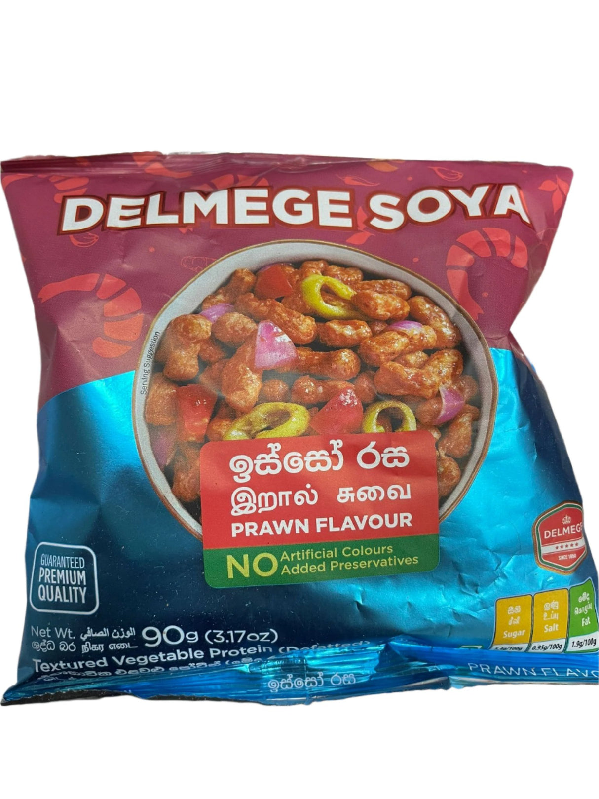 සෝයා මීට් ඉස්සන් රසැති Delmage Soya Meat Prawns Flavor 90g