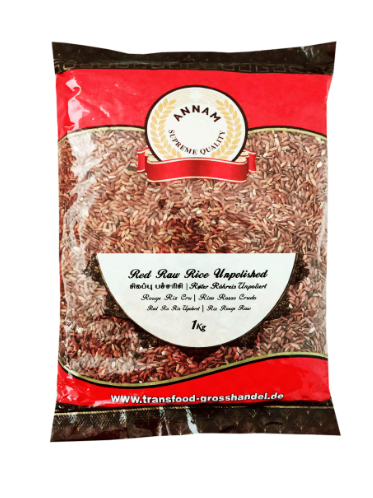 Annam රතු කැකුලු සහල් (පොලිෂ් නොකළ ) Red Raw Rice (Unpolished) 1Kg